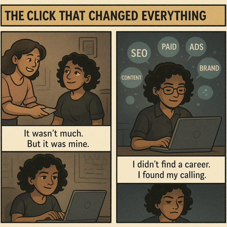 Strip five of Naina Dasan's Origin story